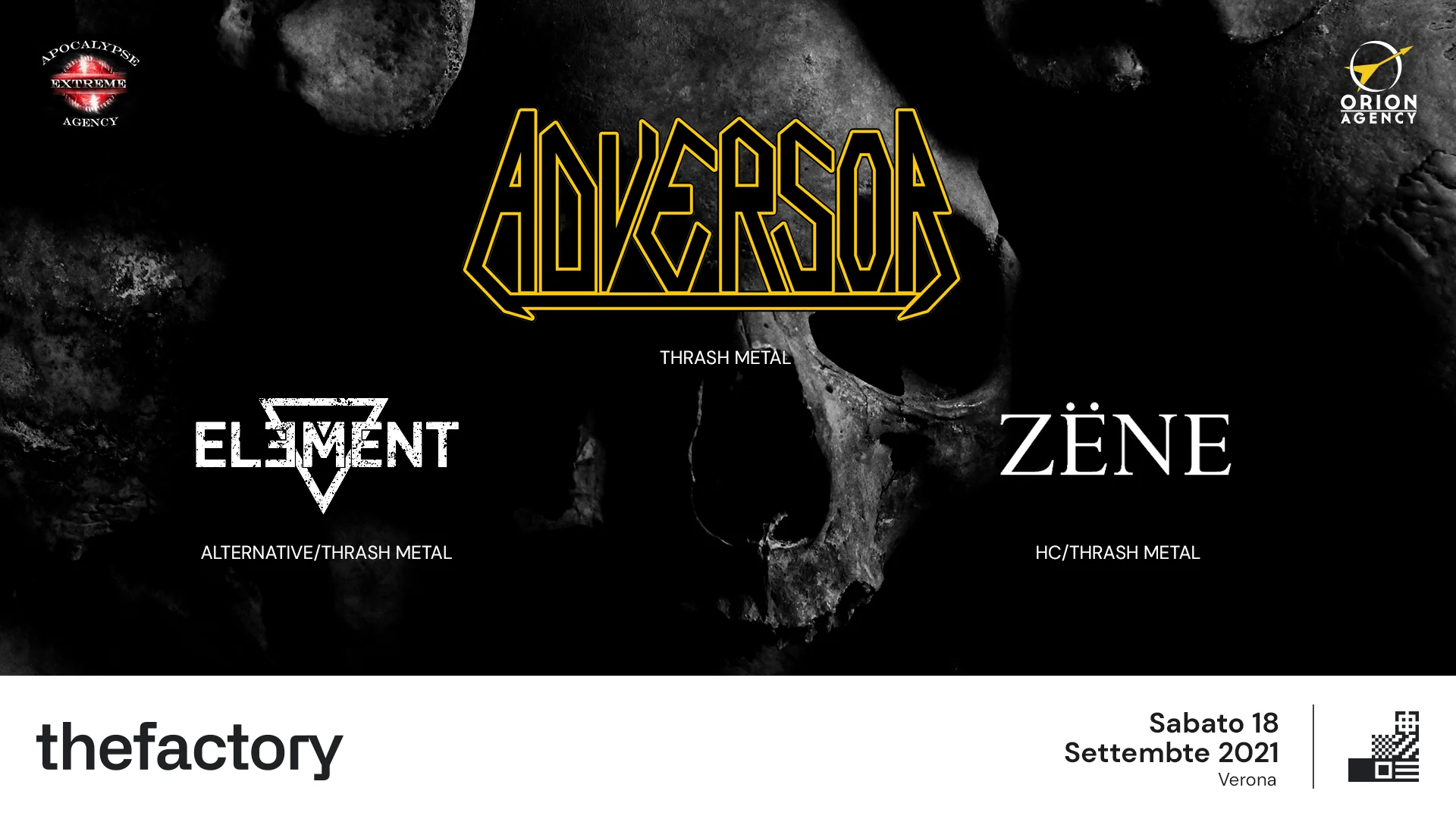 Adversor: domani assieme a Zëne ed Element sul palco del The Factory