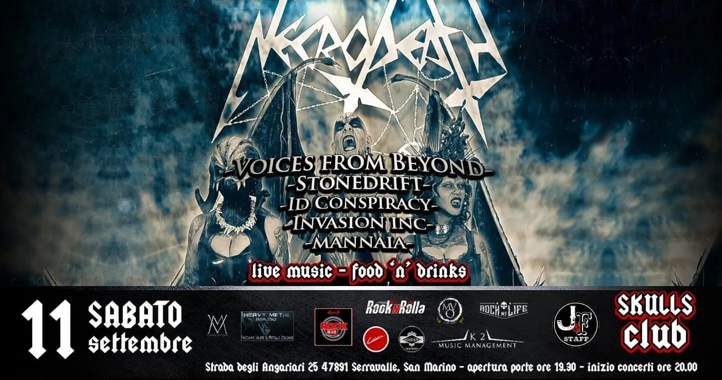Necrofest: Necrodeath assieme a Voices From Beyond, Stonedrift et al. sabato sera in concerto