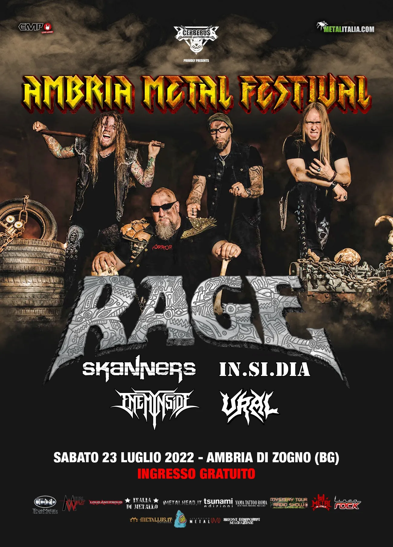 Ambria Metal Festival: una serata con Rage, Skanners, In.Si.Dia e tanti altri, ingresso gratuito