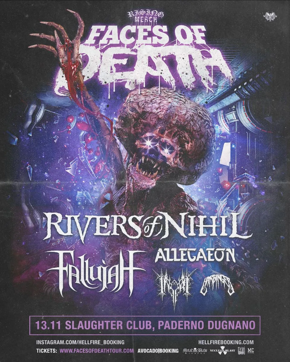 Rising Merch Faces of Death Tour: cambio di line-up, dentro Fallujah e Inferi