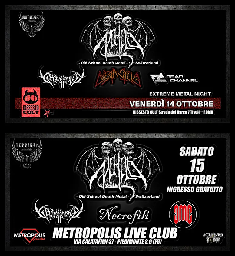 Extreme Metal Night: ad ottobre due eventi live all'insegna del death metal