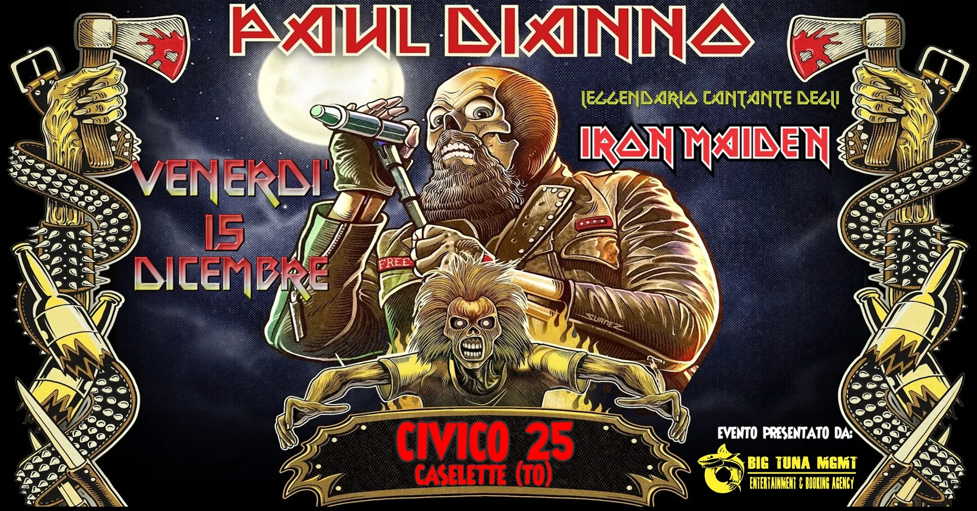 Iron Maiden: Paul Di'Anno in concerto il 15 dicembre 2023 al Civico 25 di Caselette (TO)