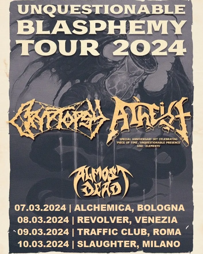 Cryptopsy, Atheist: quattro date in Italia