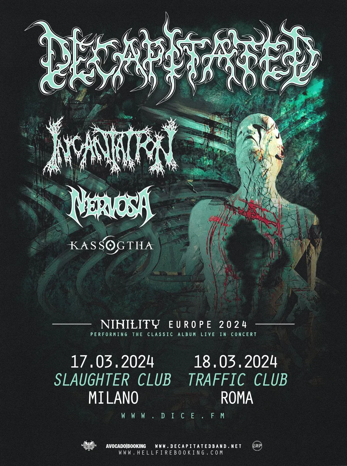 Decapitated, Incantation, Nervosa: insieme per due date in Italia