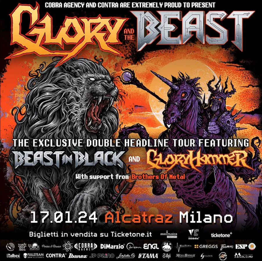 Beast in Black: gli orari della data di gennaio insieme ai Gloryhammer