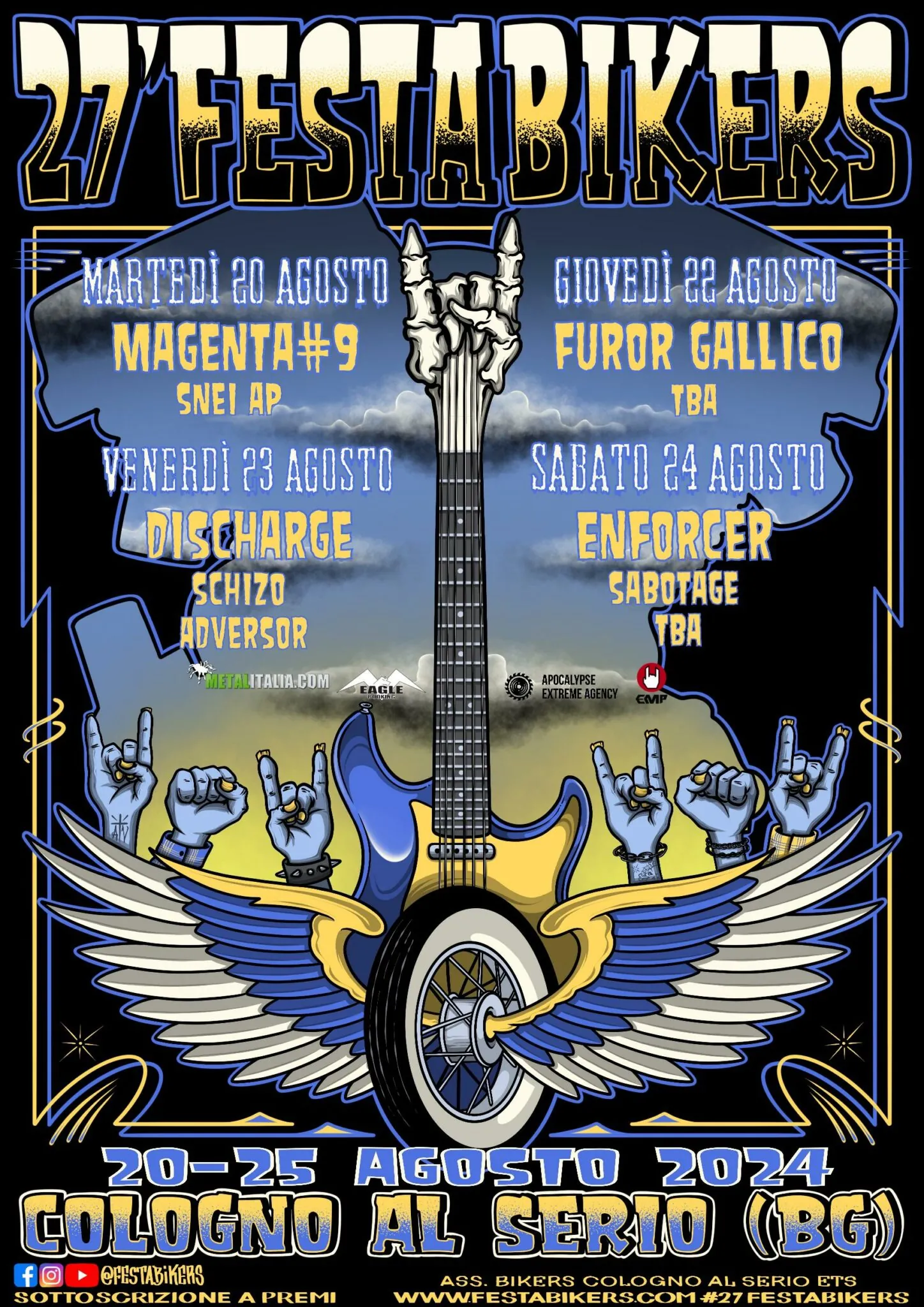 Festa Bikers Cologno al Serio (BG): confermati Sabotage, Discharge, Enforcer, Schizo più altre band
