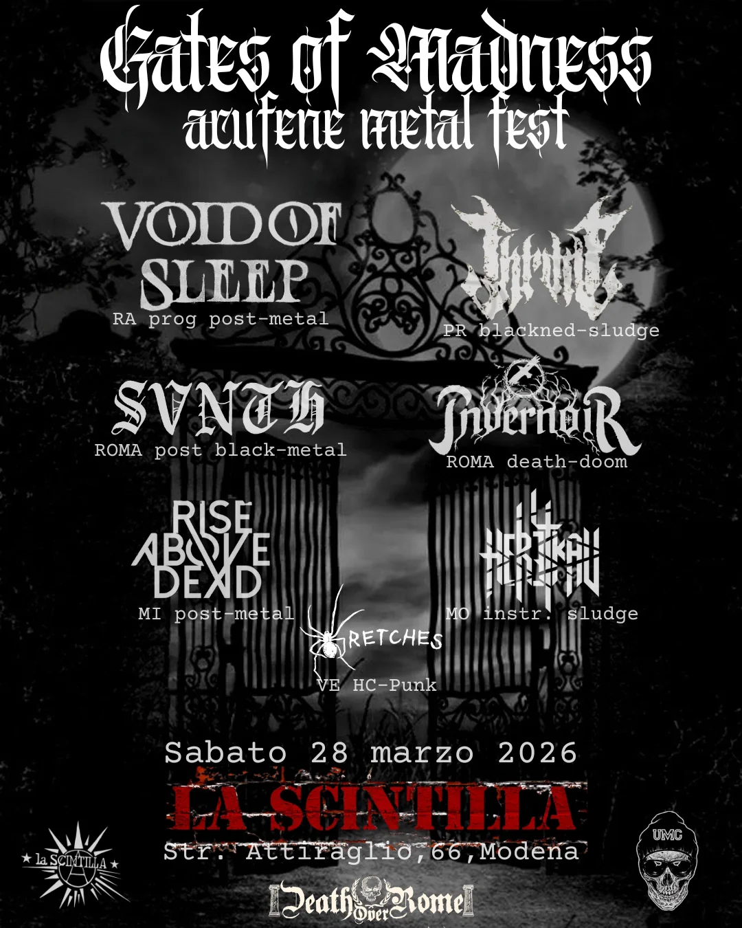 Acufene Metal Fest: serata live al C.S. La Scintilla di Modena