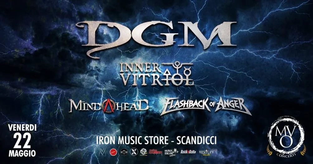 DGM, Inner Vitriol, Mindhead, Flashback Of Anger: live il 22 maggio all'Iron Music Store di Scandicci (FI)