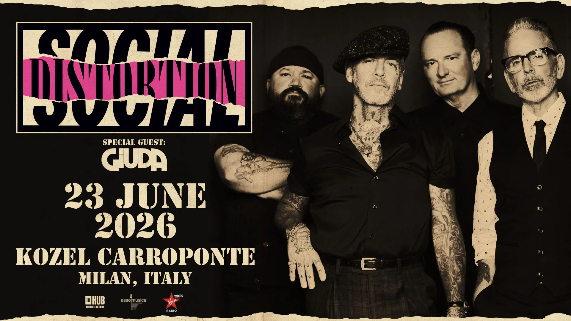 Live Report: Social Distortion + Giuda @ Kozel Carroponte, Milano - 23.06.2026